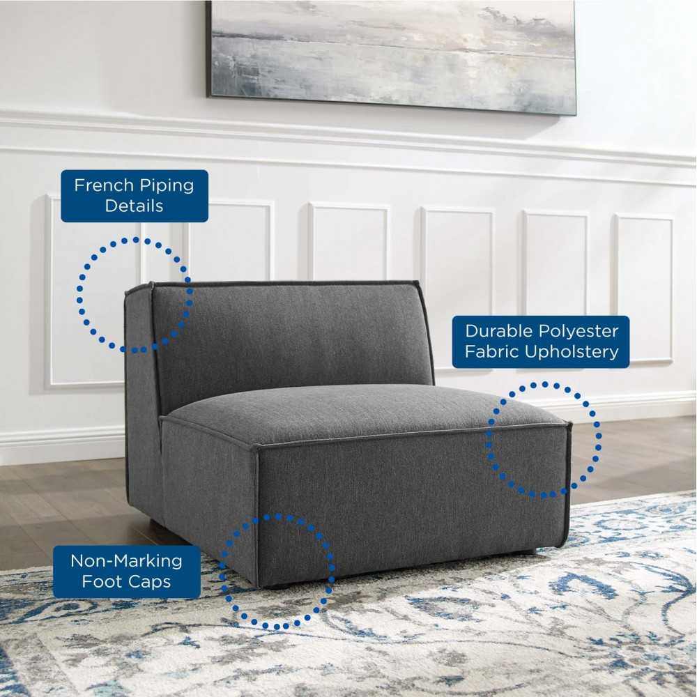 Restore Sectional Sofa Armless Chair, Charcoal