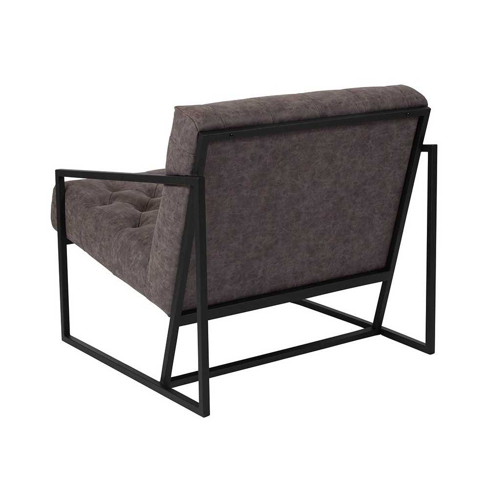 Retro Gray LeatherSoft Tufted Lounge Chair