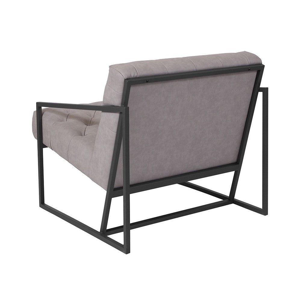 Retro Light Gray LeatherSoft Tufted Lounge Chair