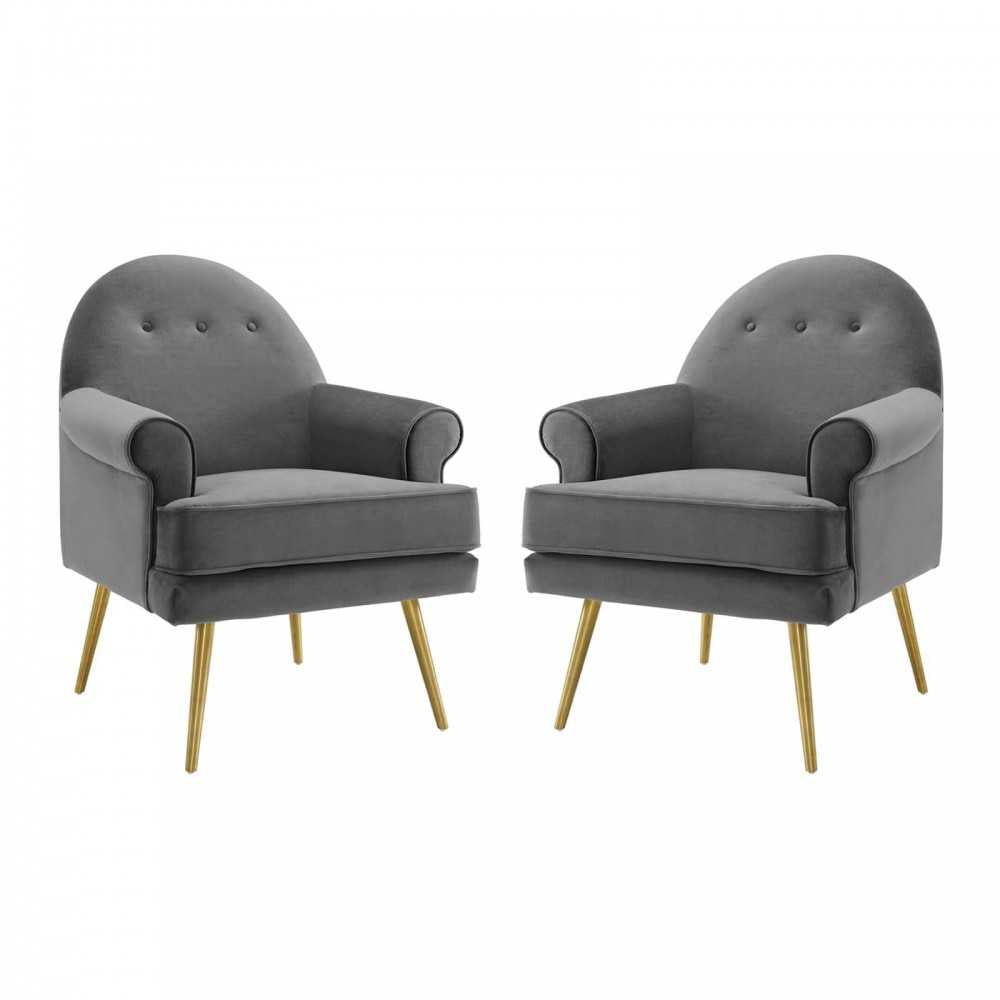 Revive Armchair Performance Velvet Set of 2, Gray