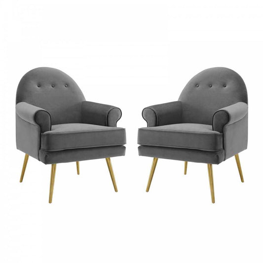 Revive Armchair Performance Velvet Set of 2, Gray