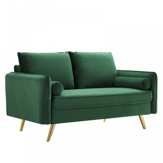 Revive Performance Velvet Loveseat, Emerald