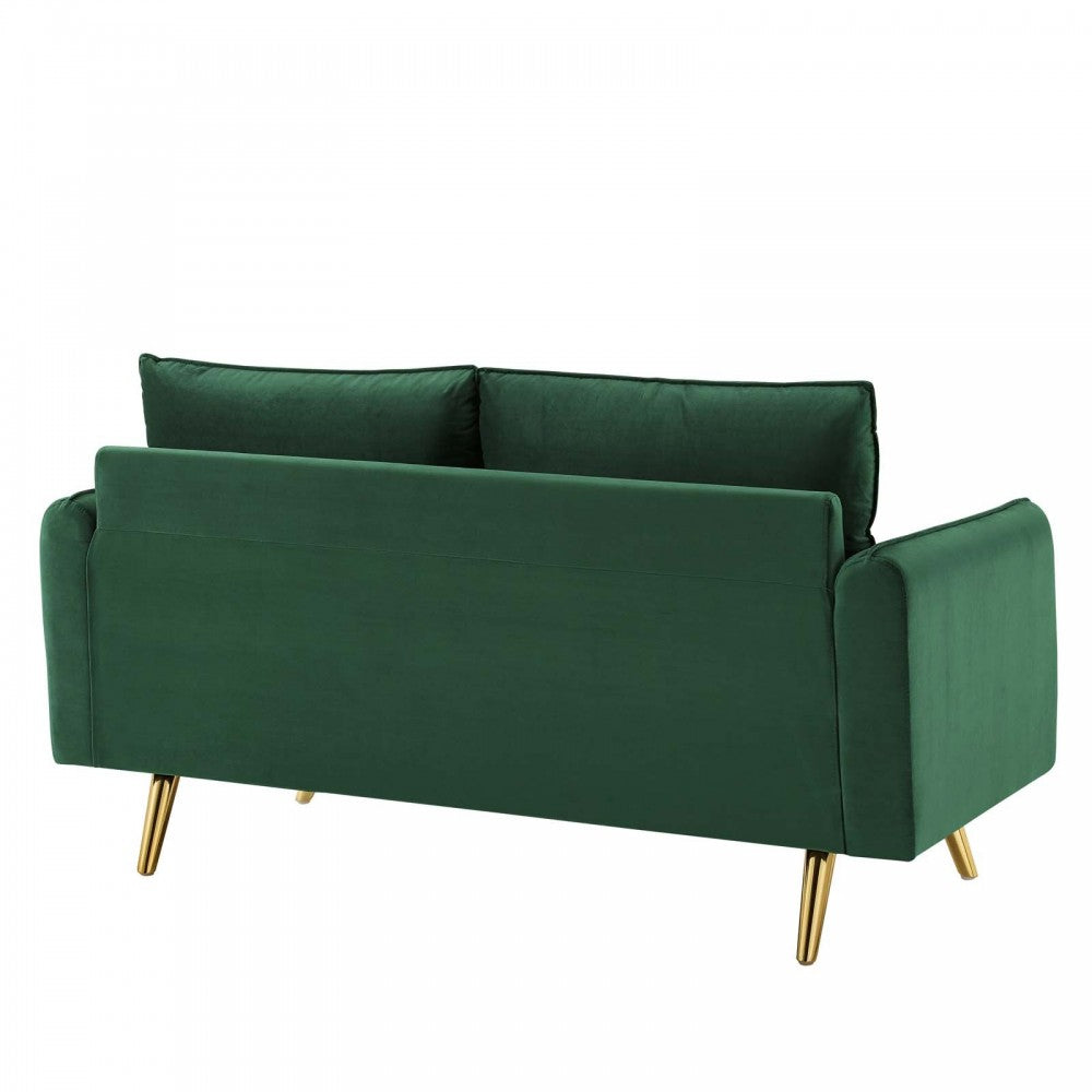 Revive Performance Velvet Loveseat, Emerald