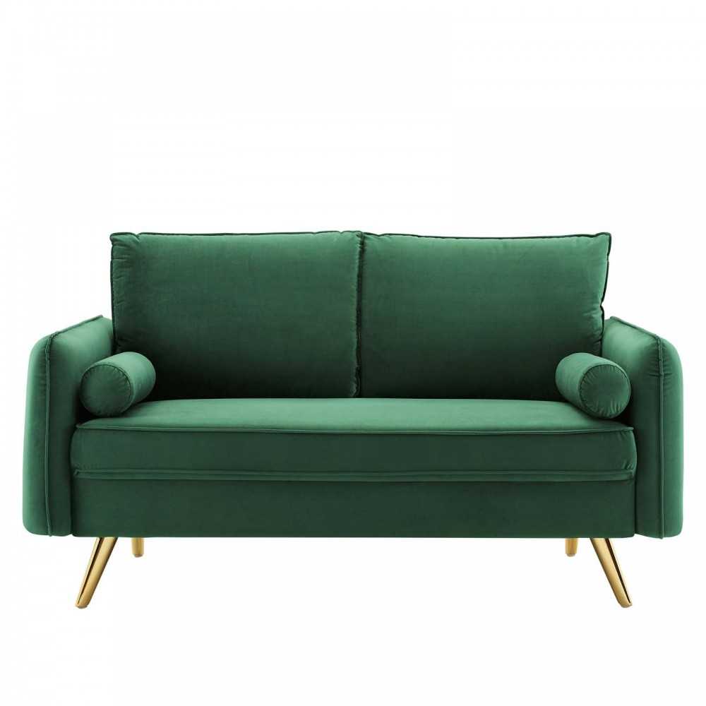 Revive Performance Velvet Loveseat, Emerald