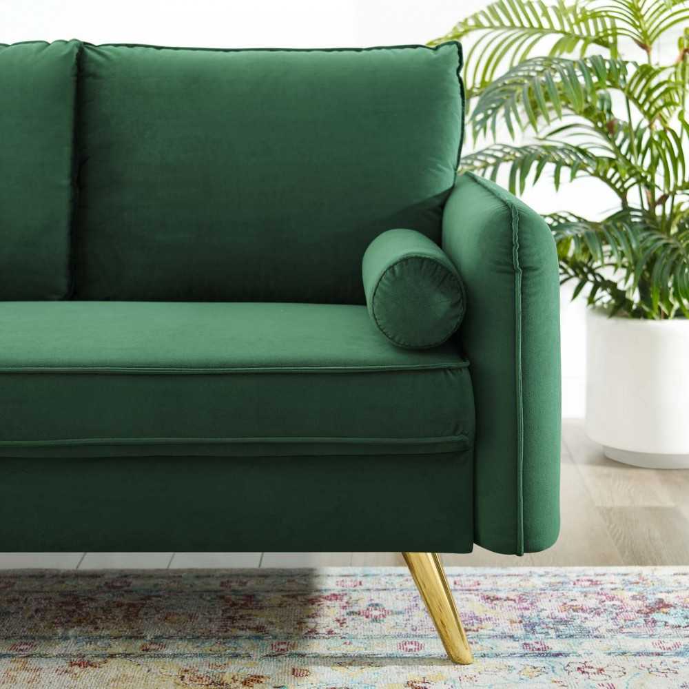 Revive Performance Velvet Loveseat, Emerald