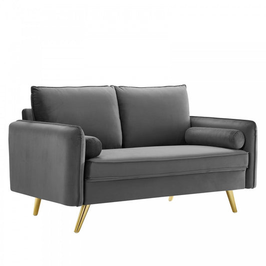 Revive Performance Velvet Loveseat, Gray