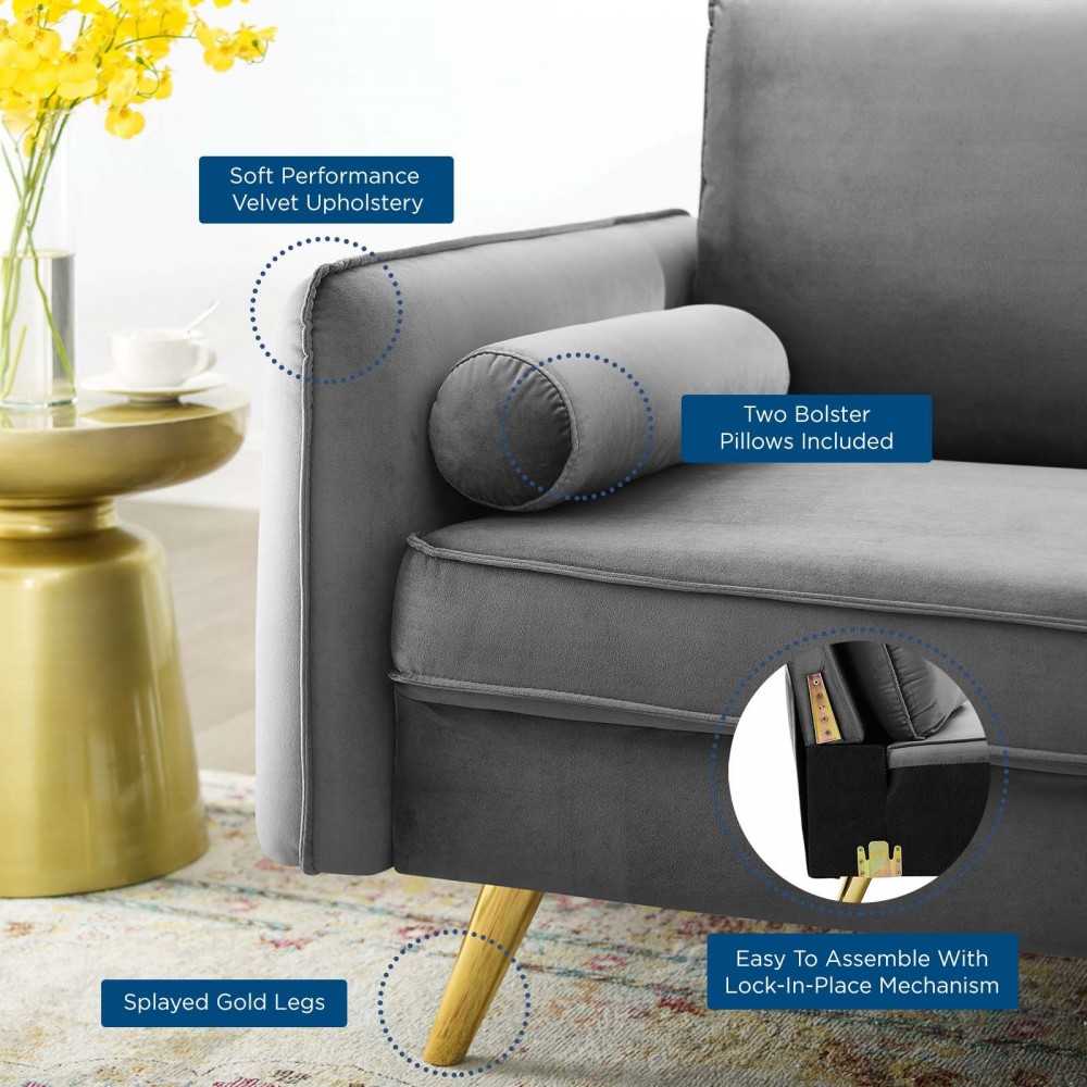 Revive Performance Velvet Loveseat, Gray