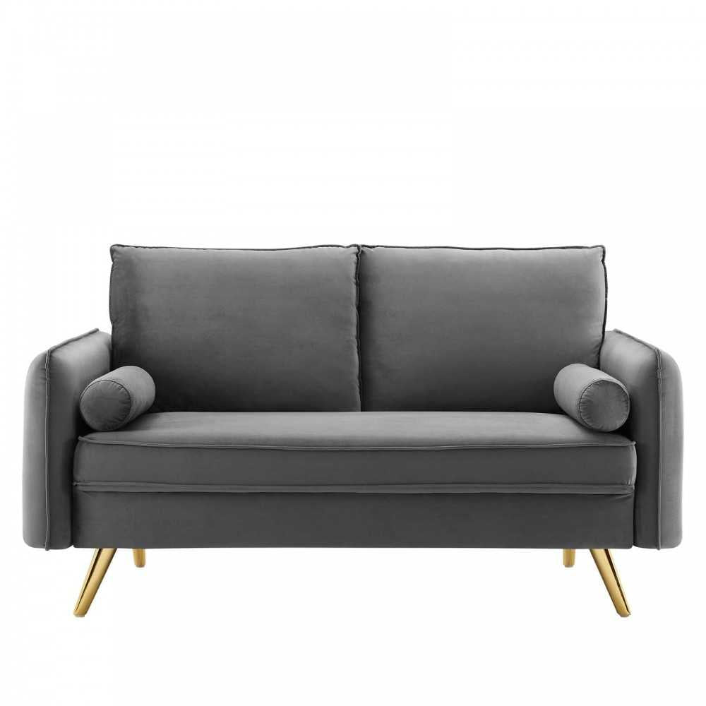 Revive Performance Velvet Loveseat, Gray