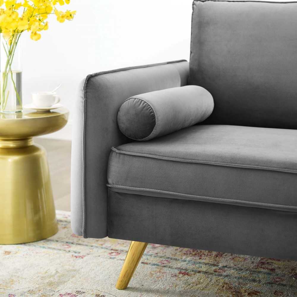 Revive Performance Velvet Loveseat, Gray