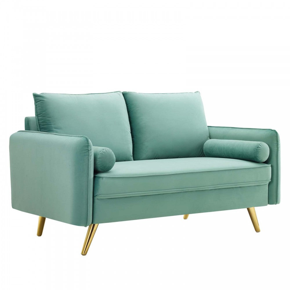 Revive Performance Velvet Loveseat, Mint