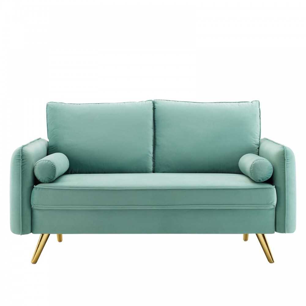 Revive Performance Velvet Loveseat, Mint