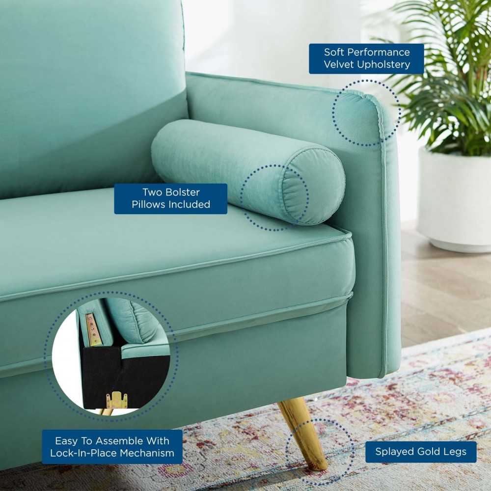 Revive Performance Velvet Loveseat, Mint
