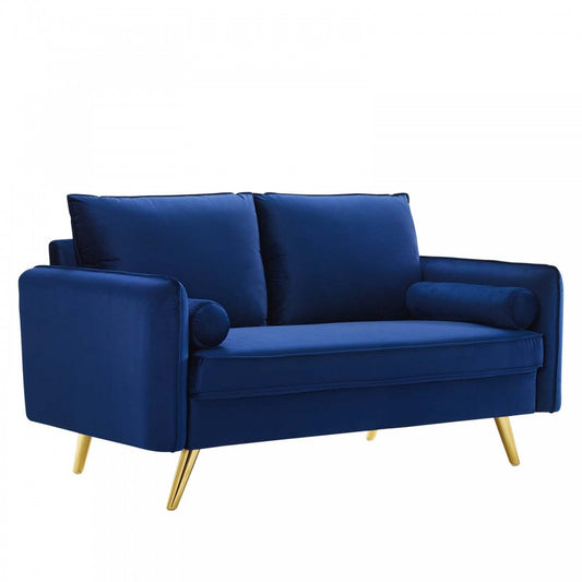 Revive Performance Velvet Loveseat, Navy