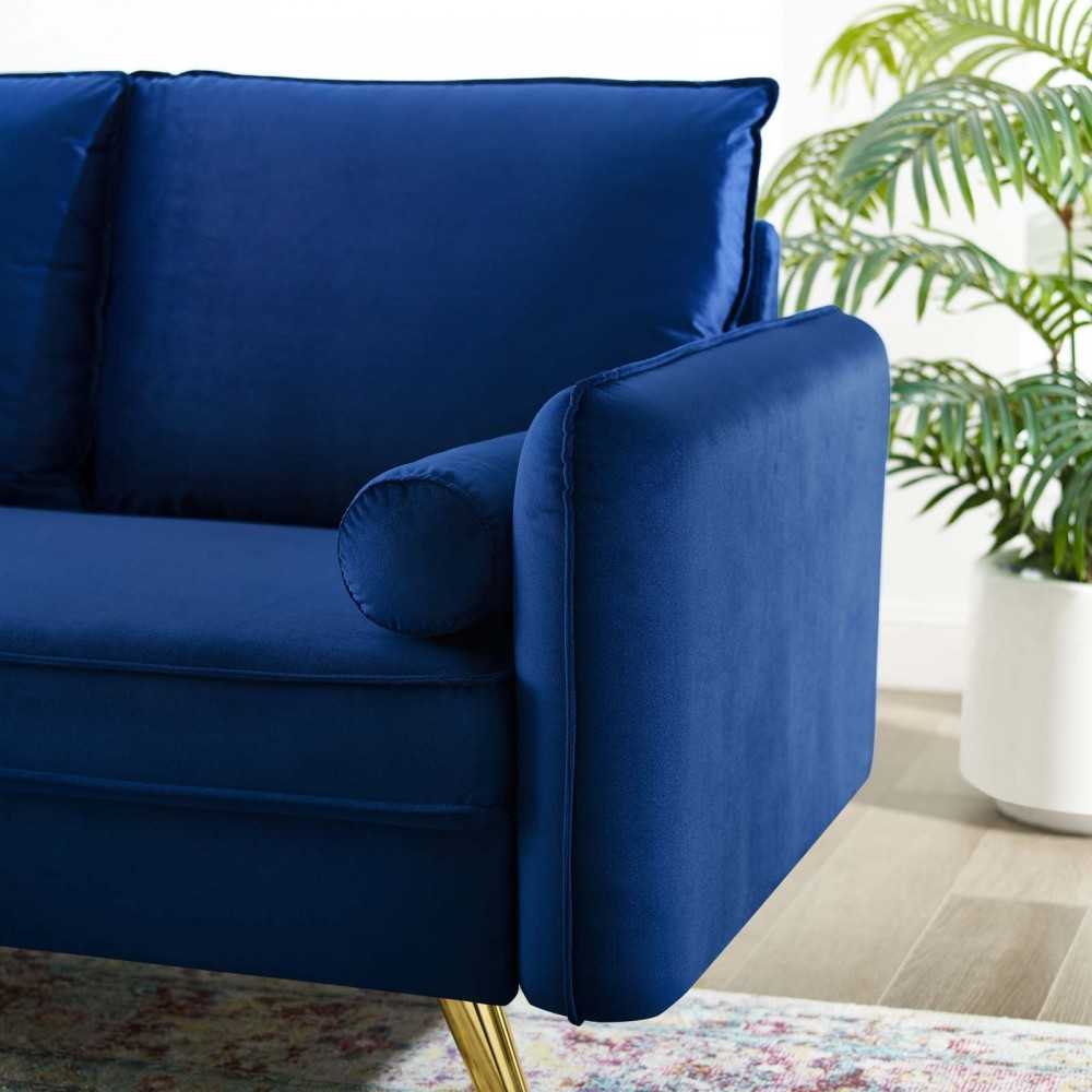 Revive Performance Velvet Loveseat, Navy