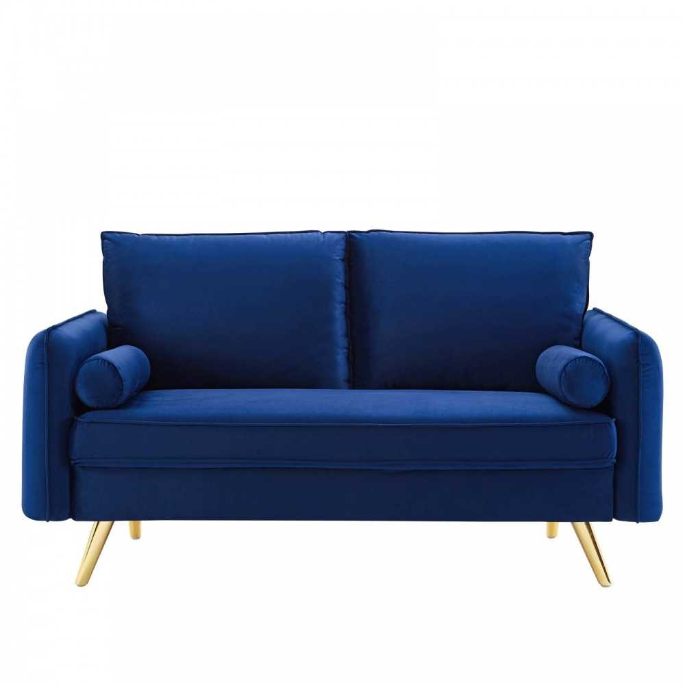 Revive Performance Velvet Loveseat, Navy