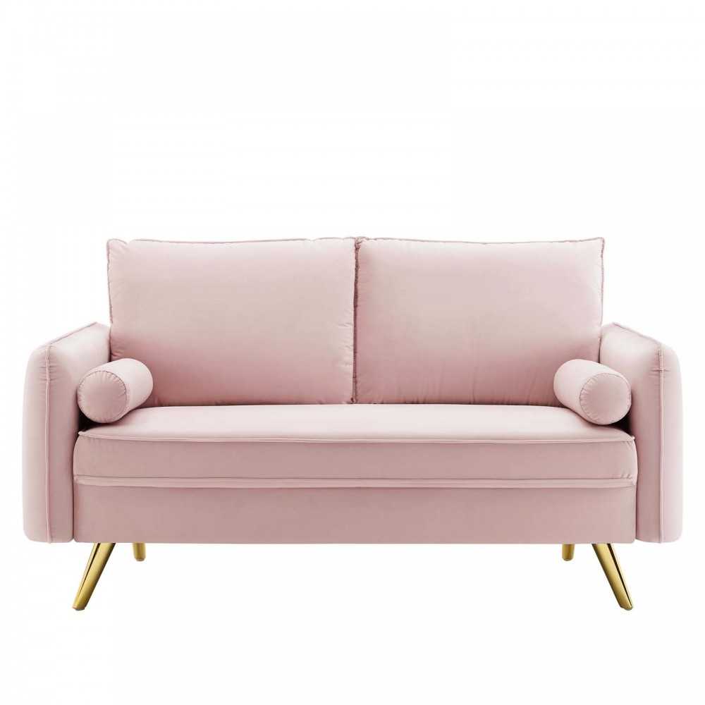 Revive Performance Velvet Loveseat, Pink