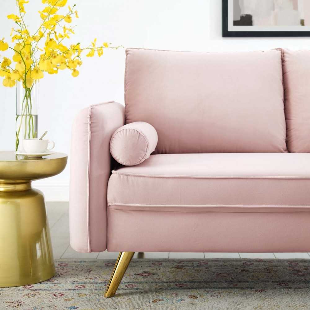 Revive Performance Velvet Loveseat, Pink