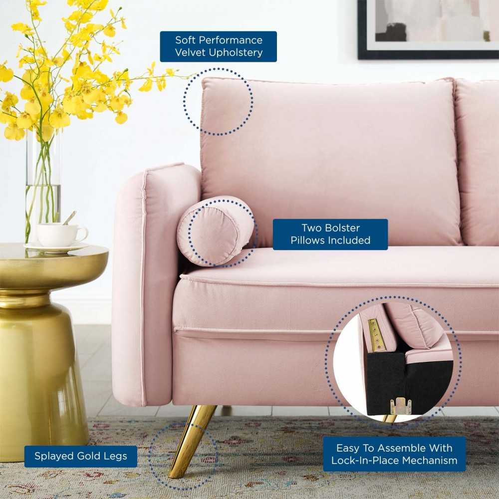 Revive Performance Velvet Loveseat, Pink