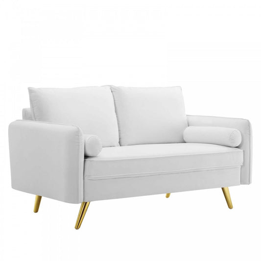 Revive Performance Velvet Loveseat, White