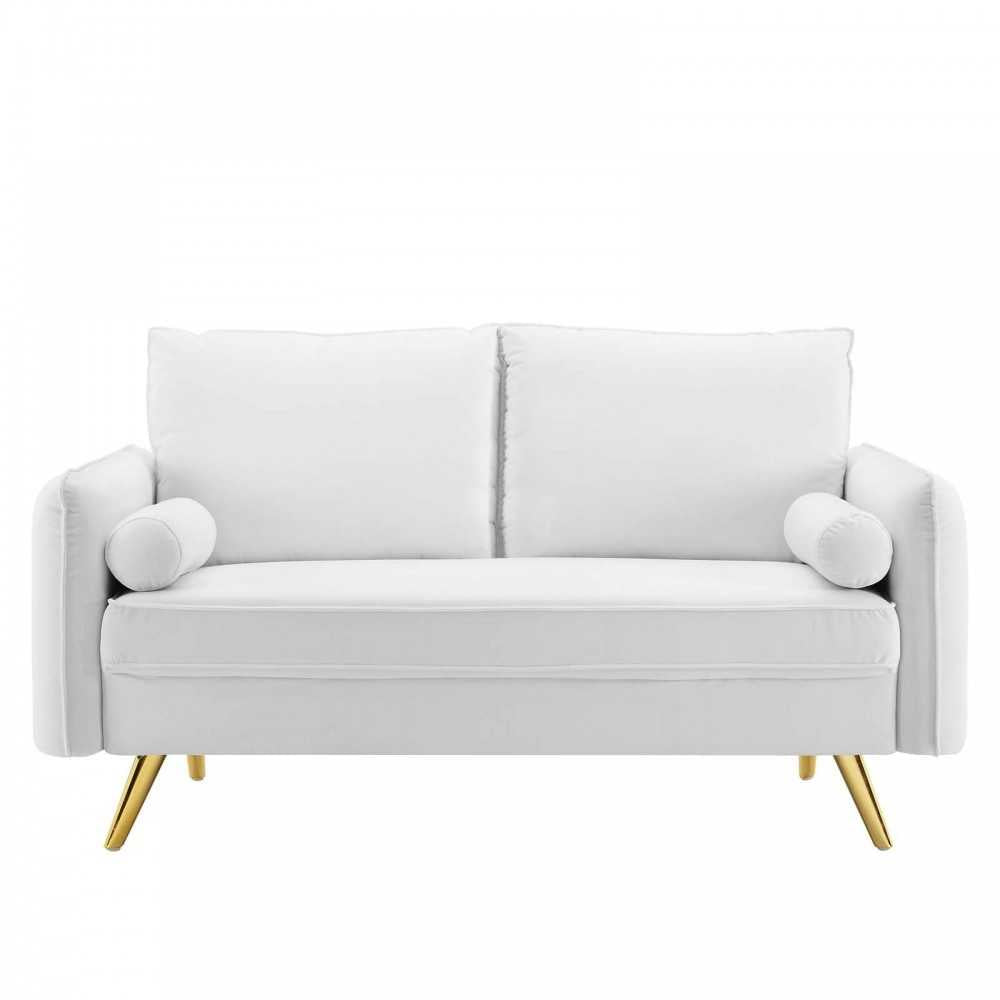 Revive Performance Velvet Loveseat, White