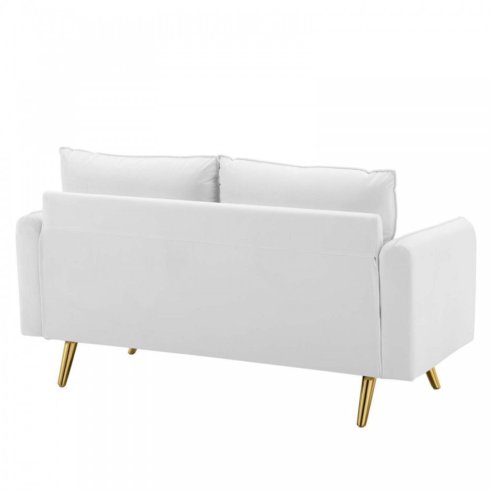 Revive Performance Velvet Loveseat, White