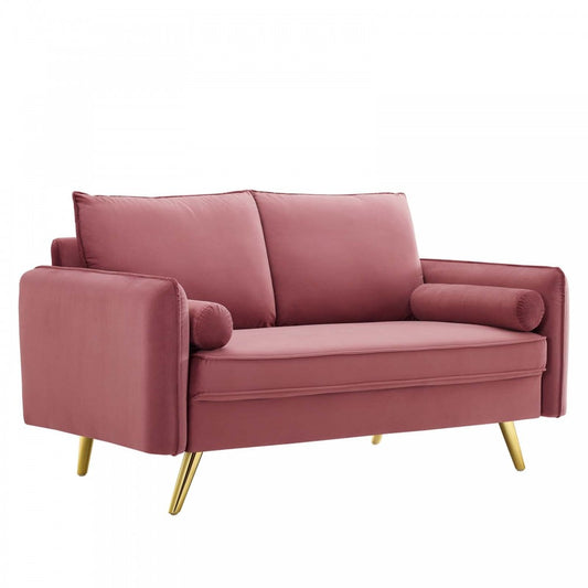 Revive Performance Velvet Loveseat, Dusty Rose
