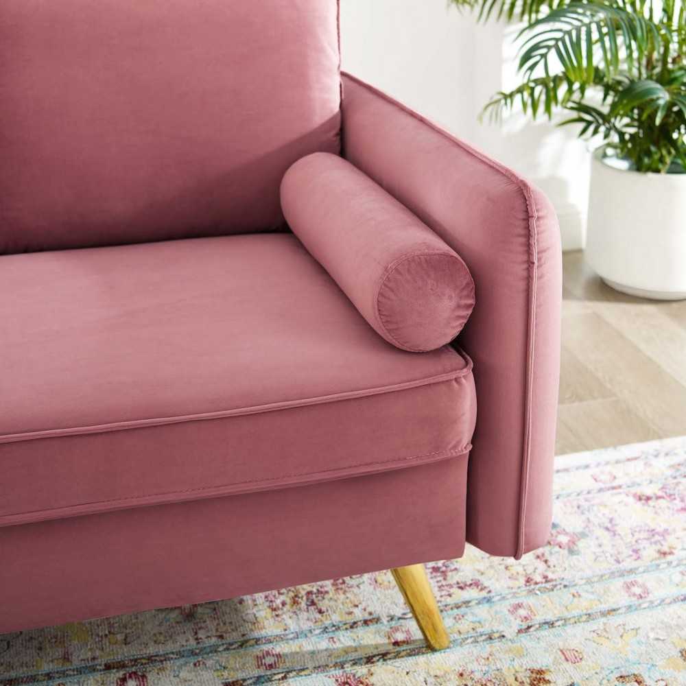 Revive Performance Velvet Loveseat, Dusty Rose