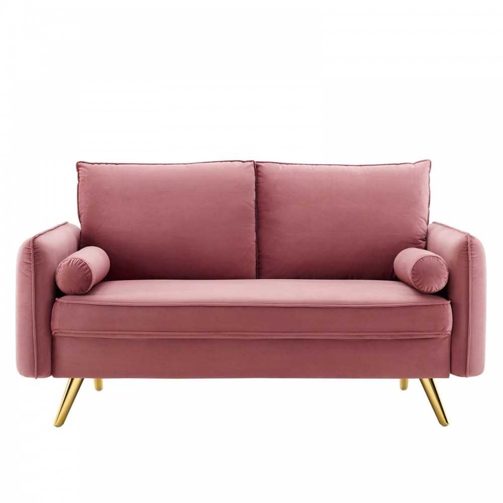 Revive Performance Velvet Loveseat, Dusty Rose