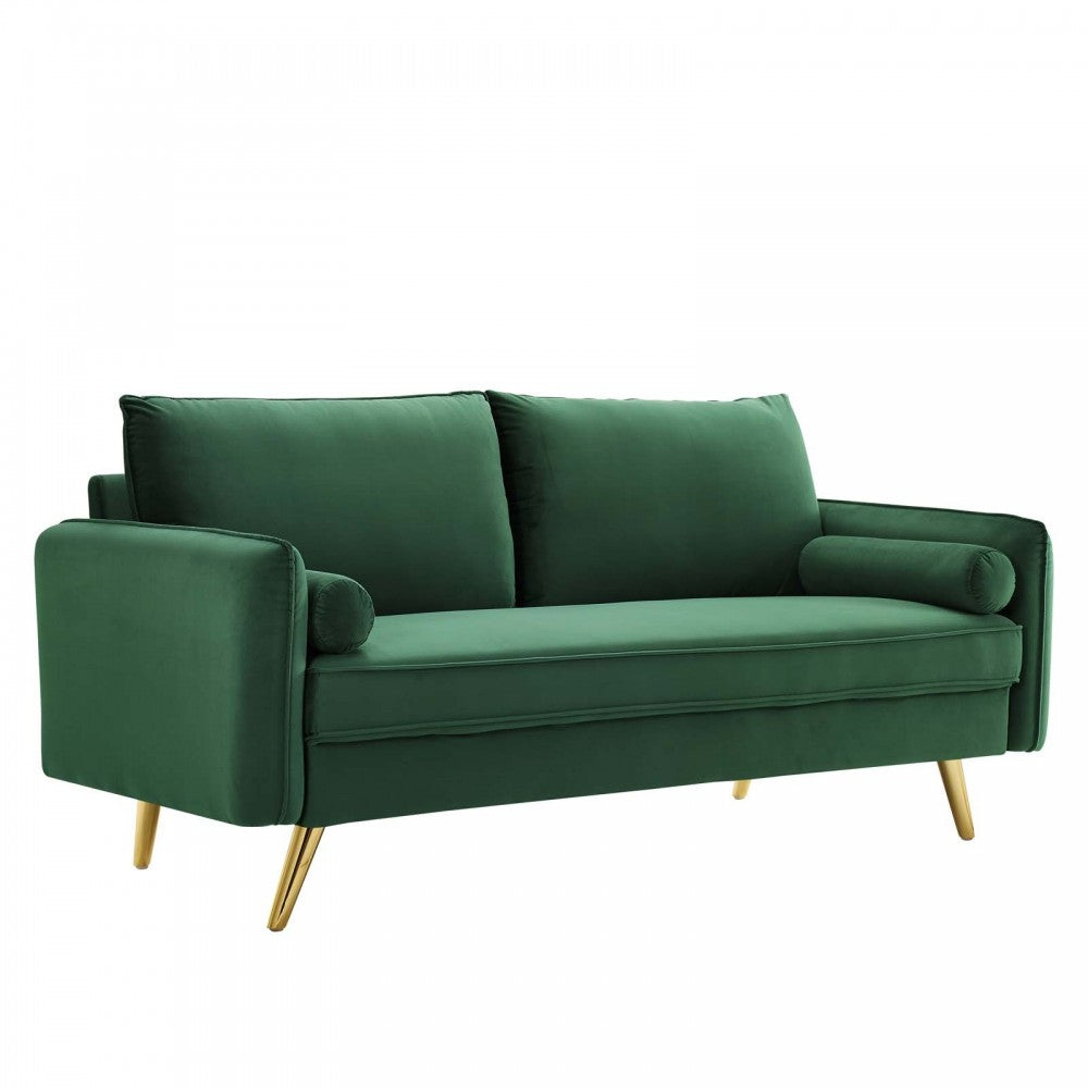 Revive Performance Velvet Sofa, Emerald