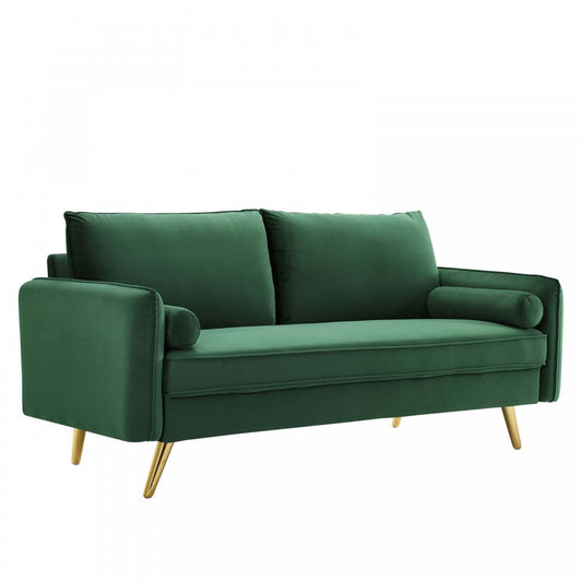 Revive Performance Velvet Sofa, Emerald