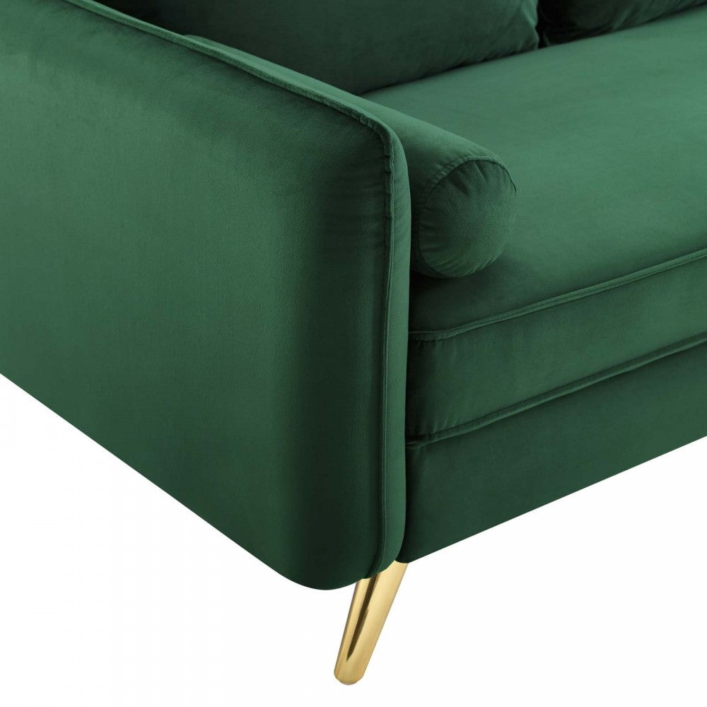 Revive Performance Velvet Sofa, Emerald