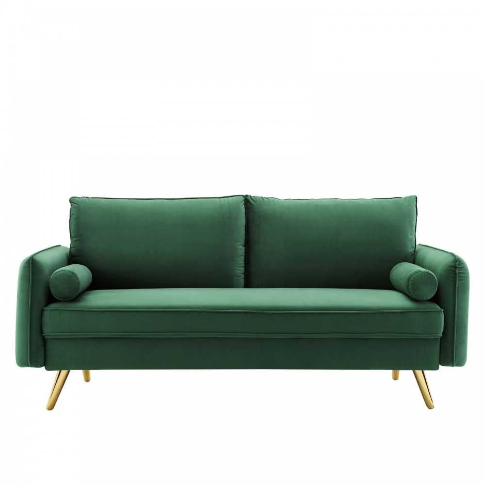 Revive Performance Velvet Sofa, Emerald