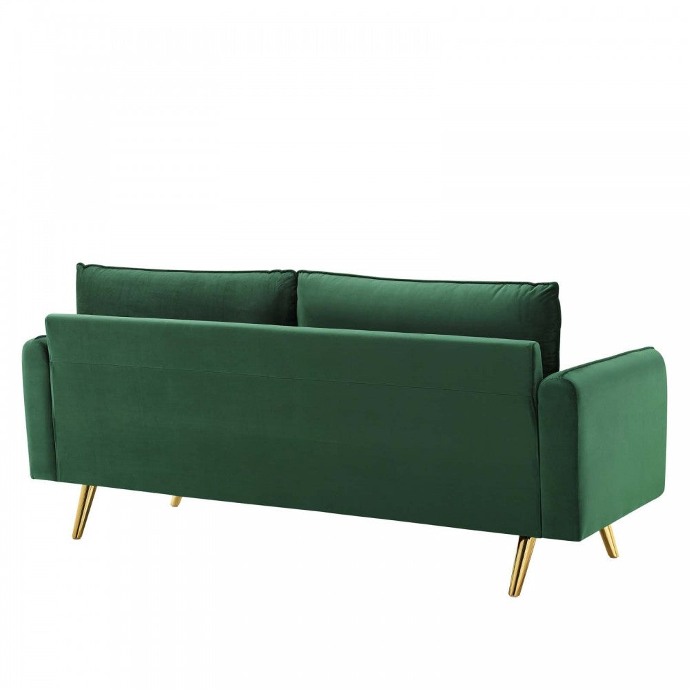 Revive Performance Velvet Sofa, Emerald