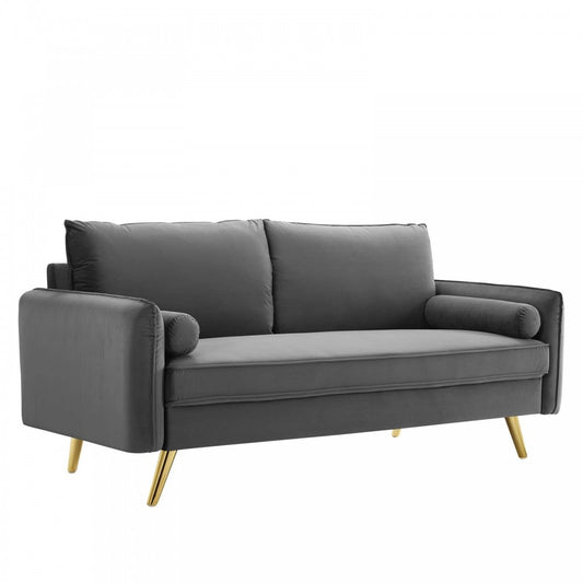 Revive Performance Velvet Sofa, Gray