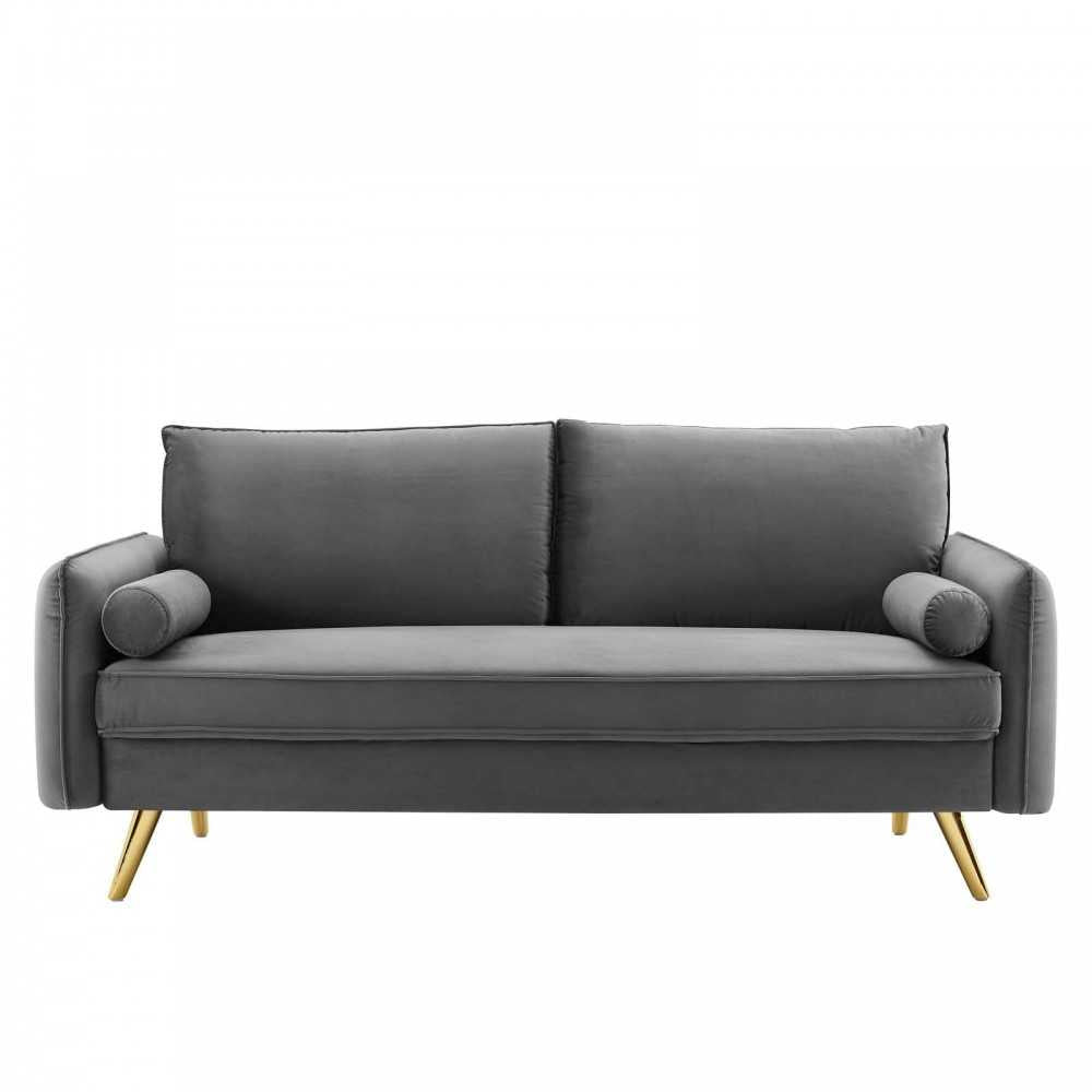 Revive Performance Velvet Sofa, Gray