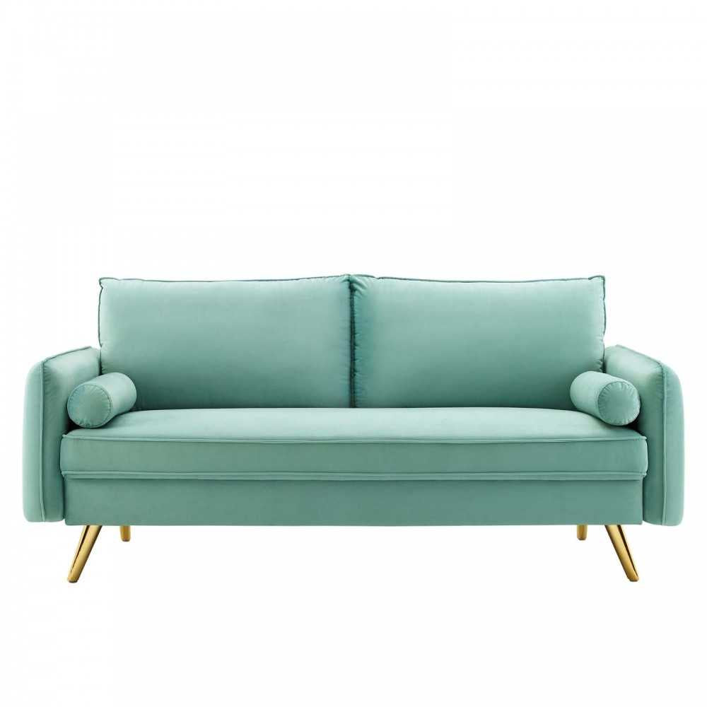 Revive Performance Velvet Sofa, Mint