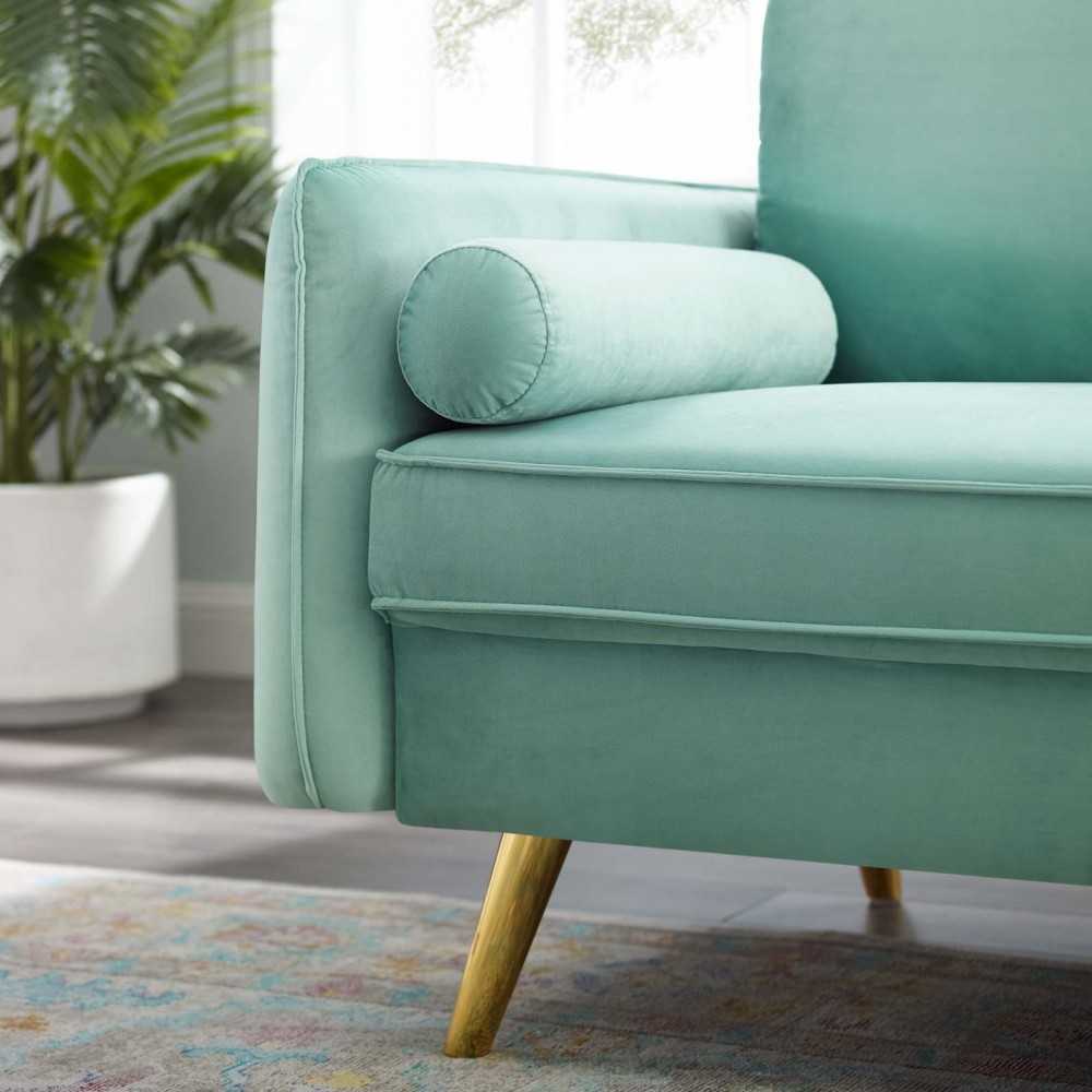Revive Performance Velvet Sofa, Mint