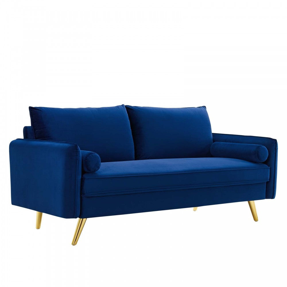 Revive Performance Velvet Sofa, Navy