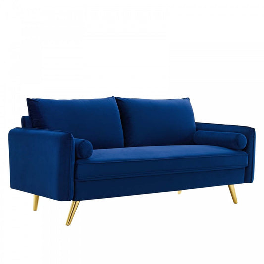 Revive Performance Velvet Sofa, Navy
