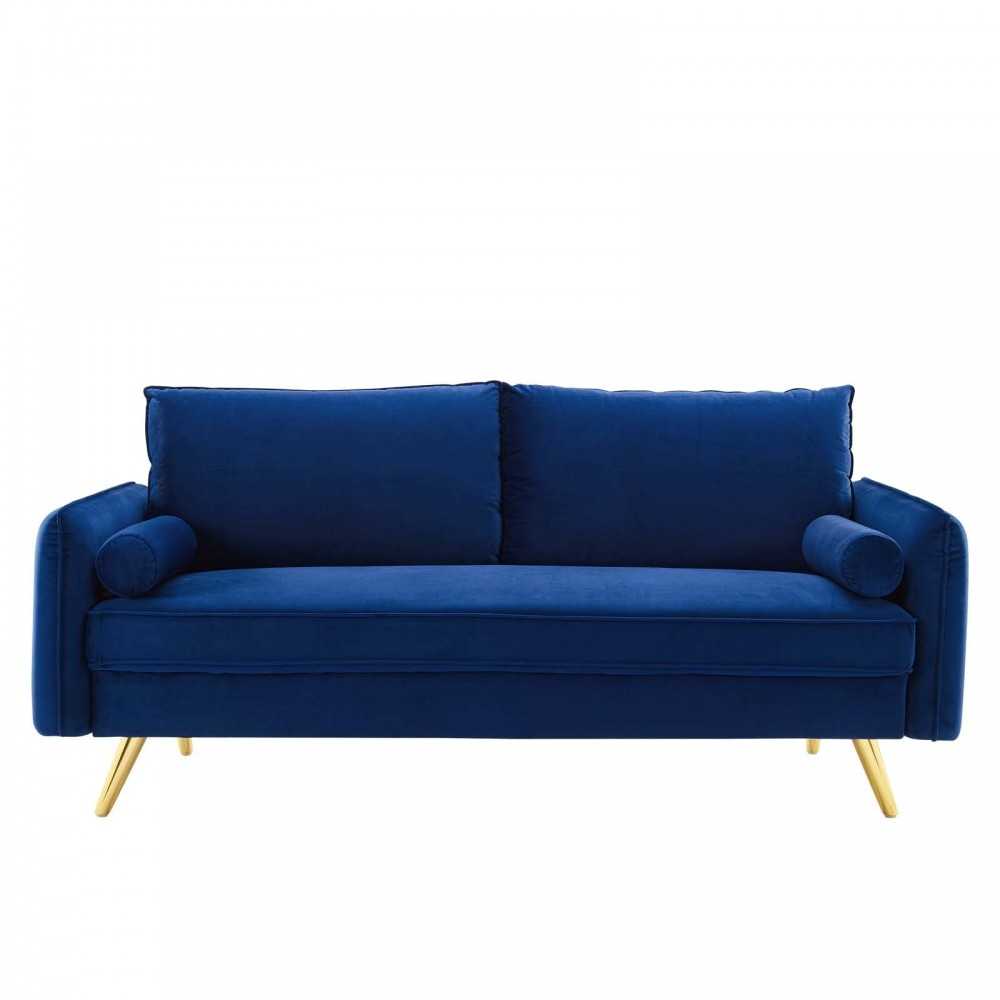 Revive Performance Velvet Sofa, Navy