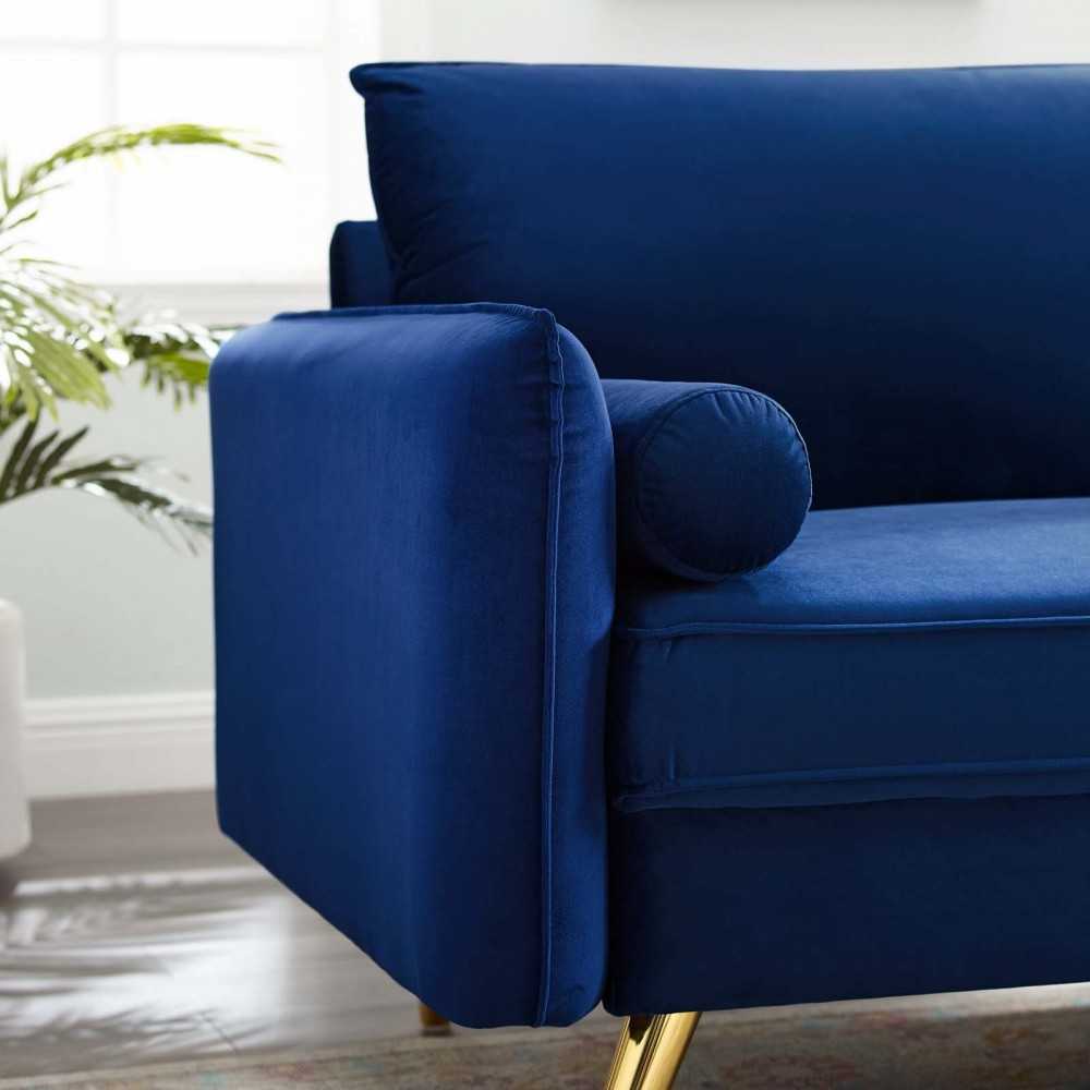 Revive Performance Velvet Sofa, Navy