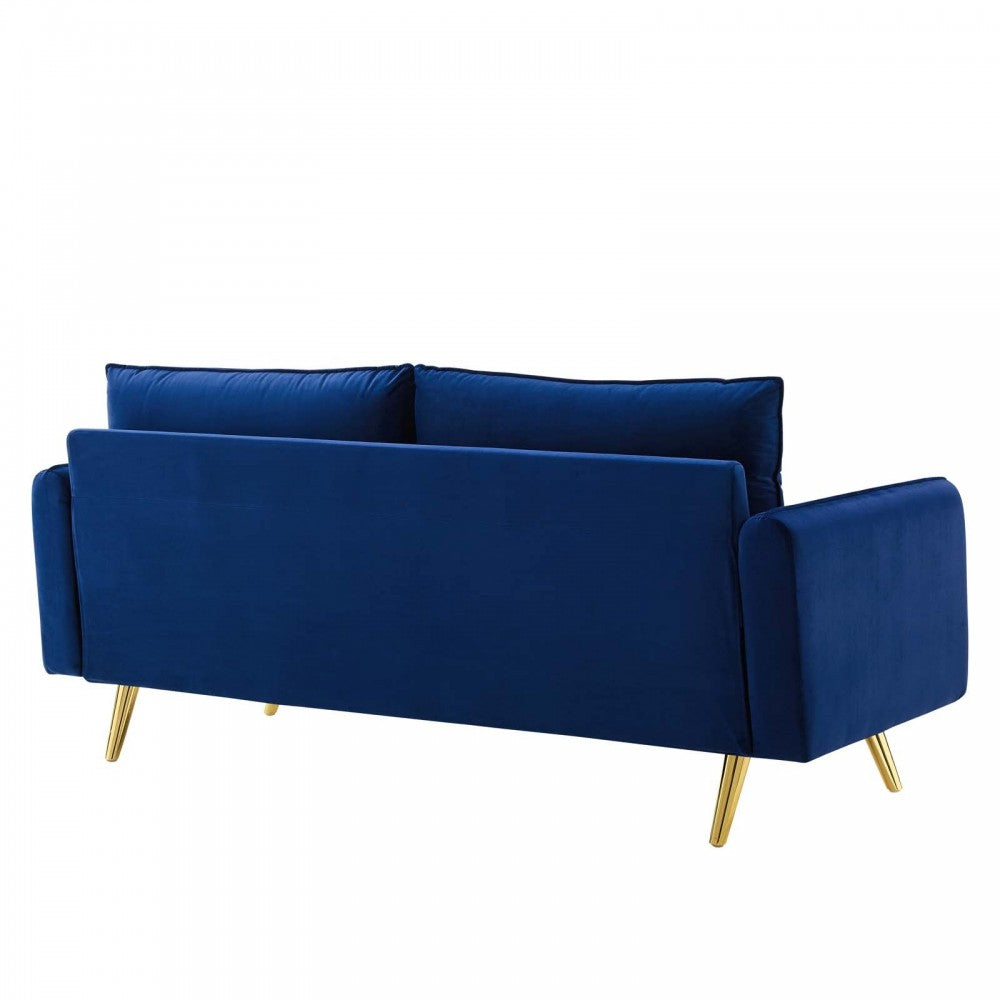 Revive Performance Velvet Sofa, Navy