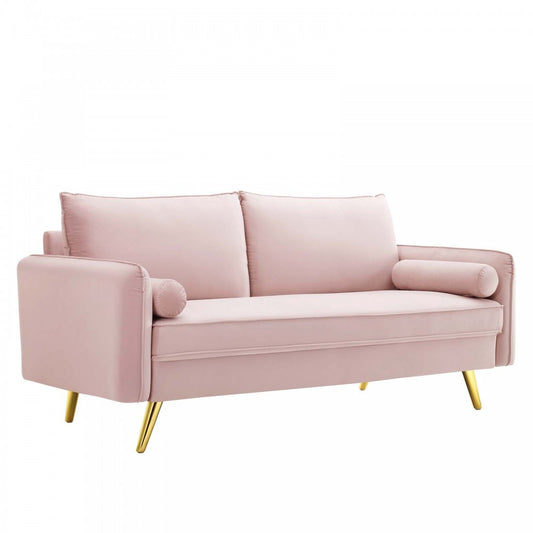 Revive Performance Velvet Sofa, Pink
