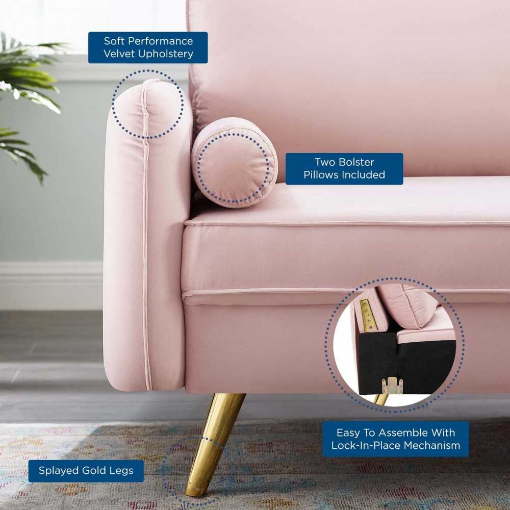 Revive Performance Velvet Sofa, Pink