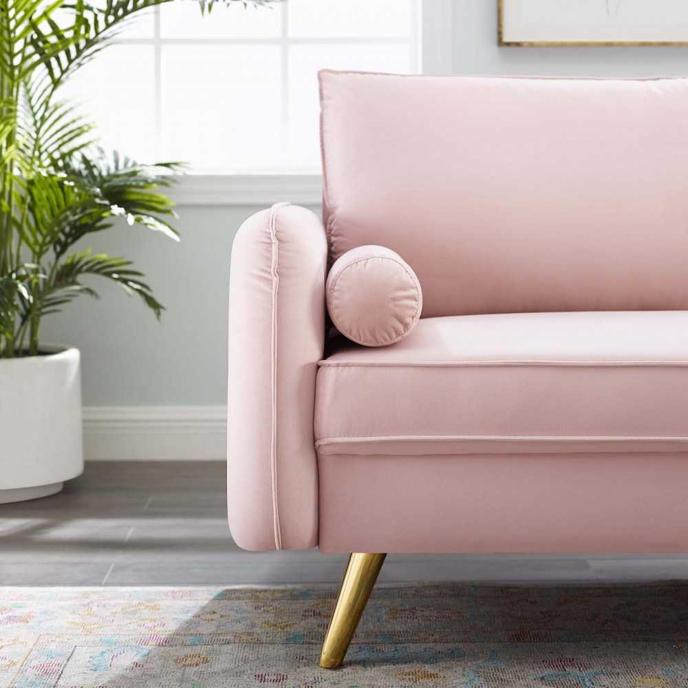Revive Performance Velvet Sofa, Pink