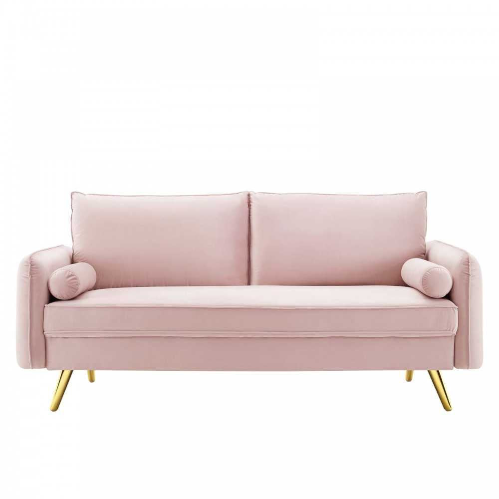 Revive Performance Velvet Sofa, Pink