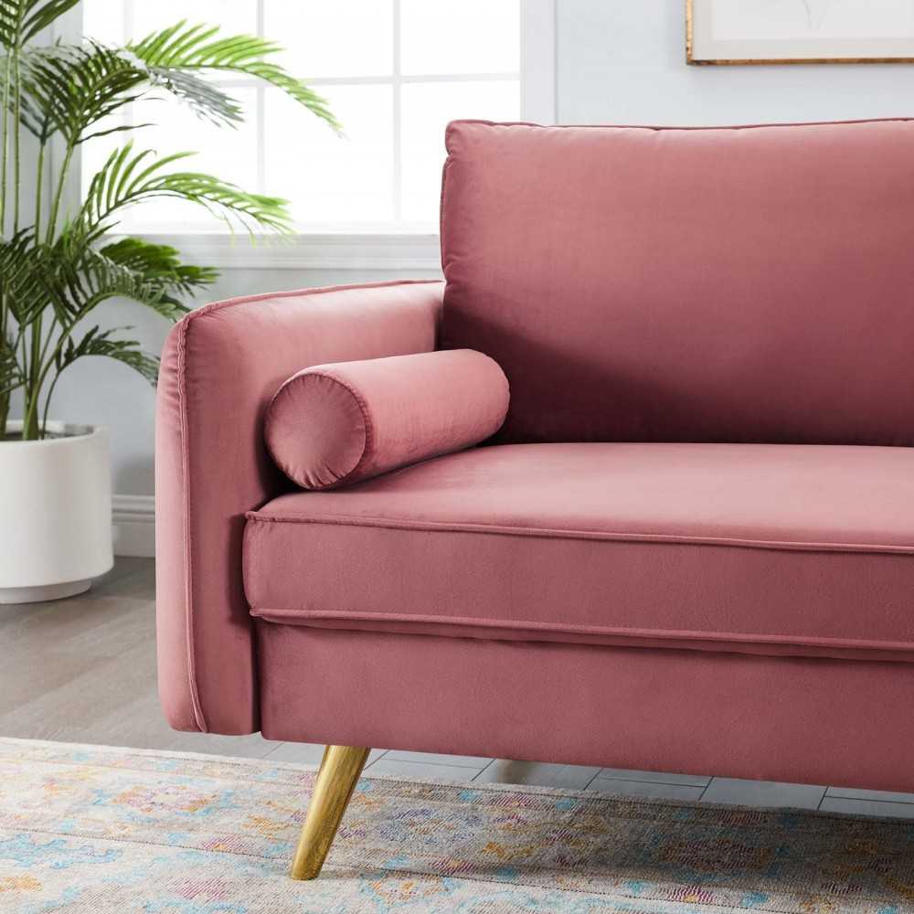 Revive Performance Velvet Sofa, Dusty Rose