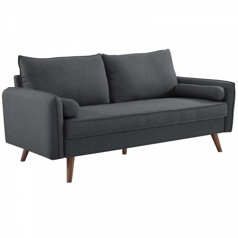 Revive Upholstered Fabric Sofa and Loveseat Set, Gray