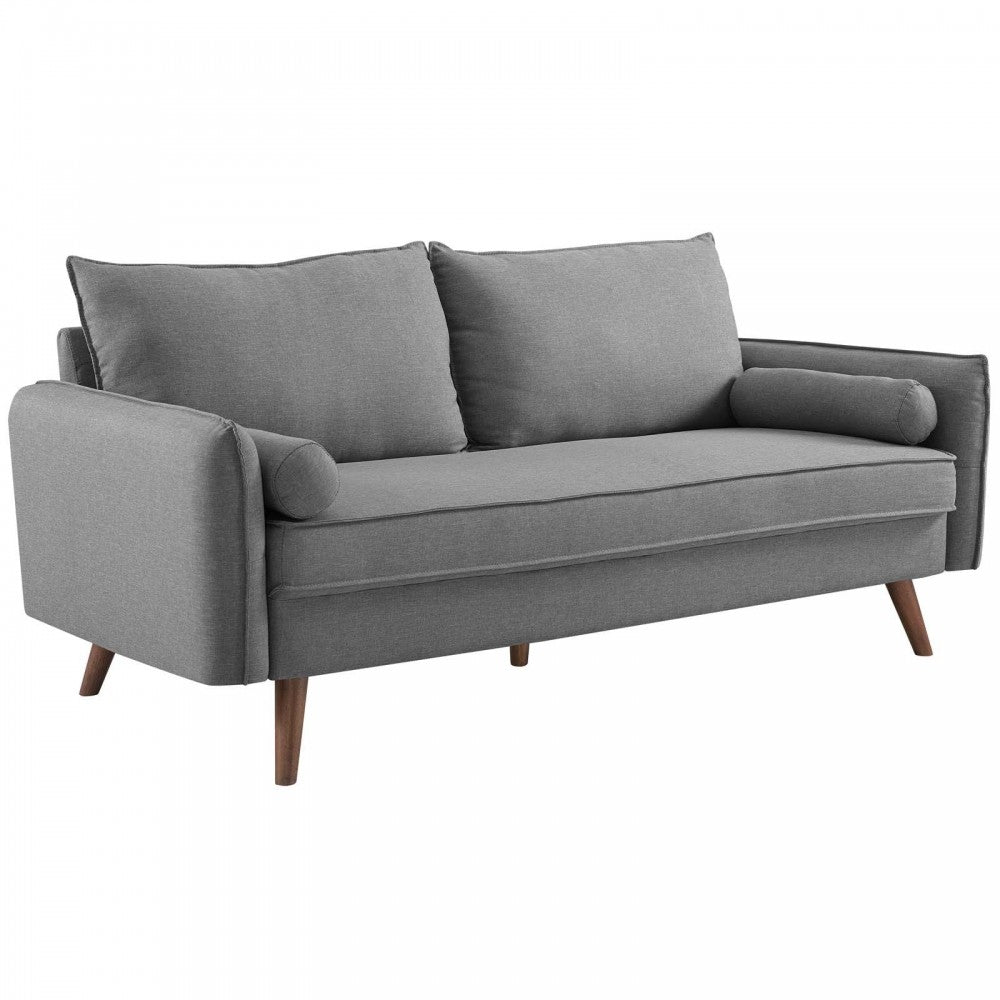 Revive Upholstered Fabric Sofa and Loveseat Set, Light Gray