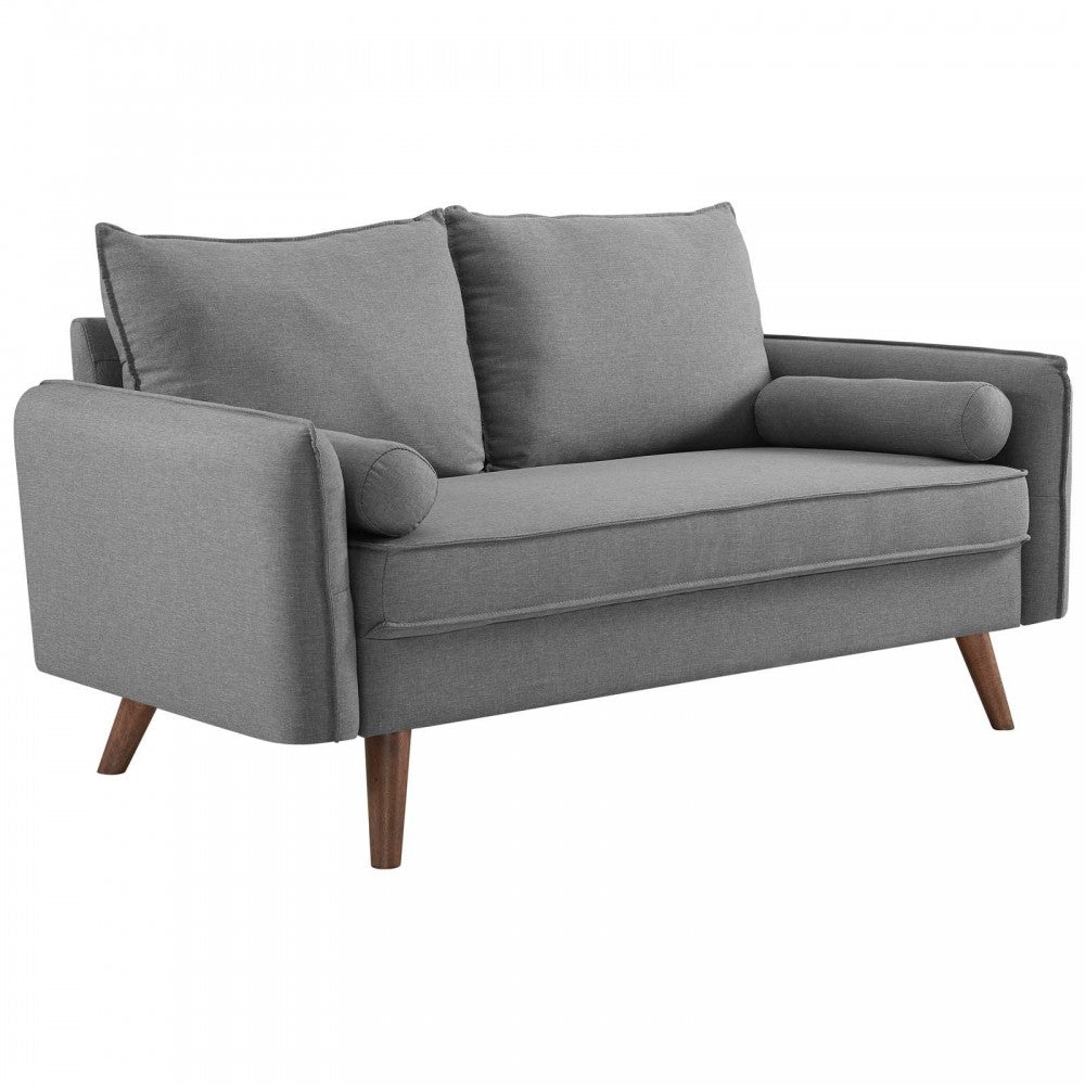 Revive Upholstered Fabric Sofa and Loveseat Set, Light Gray